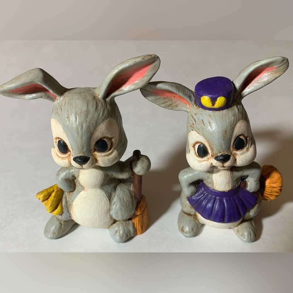 Vintage Ceramic Easter Bunny Couple Figurines 🐰💕🐰